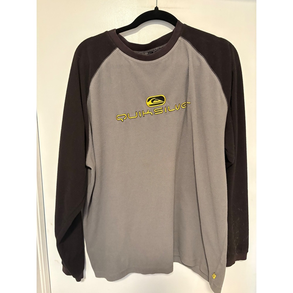 Quiksilver Mens y2k Vintage Pullover Raglan Grey Charcoal XL Embroidered Logo
